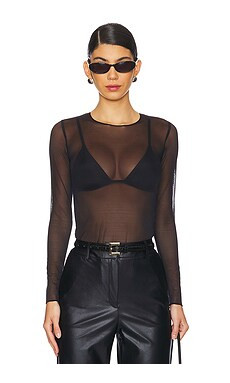 Commando Chic Mesh Long Sleeve Tee in Black from Revolve.com | Revolve Clothing (Global)