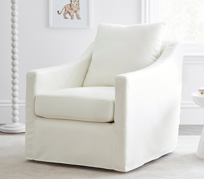 Ayden Slipcovered Swivel Glider | Pottery Barn Kids
