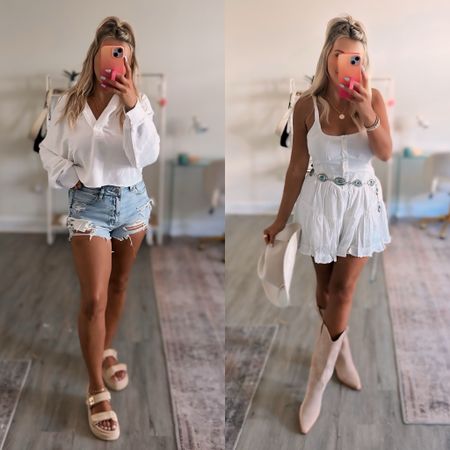 Cutest aerie haul and this little romper is screaming county concert outfit! I did a medium! 

Small in cropped sweatshirt and true size 28 -6 in denim shorts! 

Also linking boots and sandals

Aerie haul, petite fashion, casual style, mom outfits, mom style 

#LTKStyleTip #LTKMidsize #LTKFindsUnder50