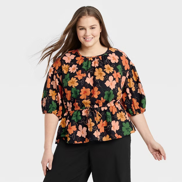 Women's Balloon Elbow Sleeve Popover Blouse - Who What Wear™ | Target