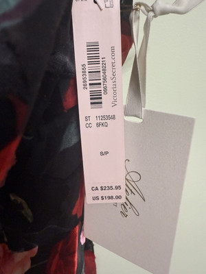 Victoria's Secret Black Atelier Floral Atelier Burnout Satin Plunge Slip Small | eBay US