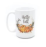Hello Fall coffee mug pumpkin coffee cup 15 oz | autumn mug | Amazon (US)