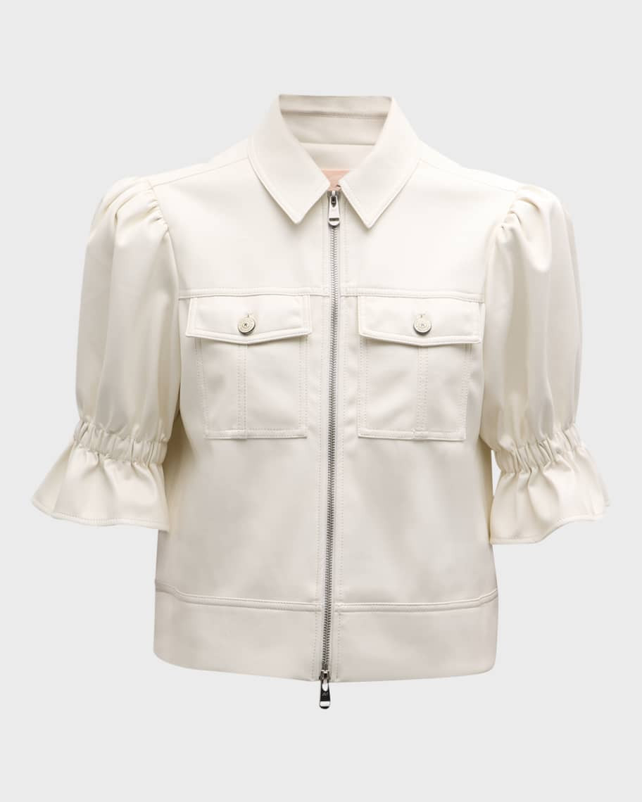Holly Cropped Vegan Leather Jacket | Neiman Marcus