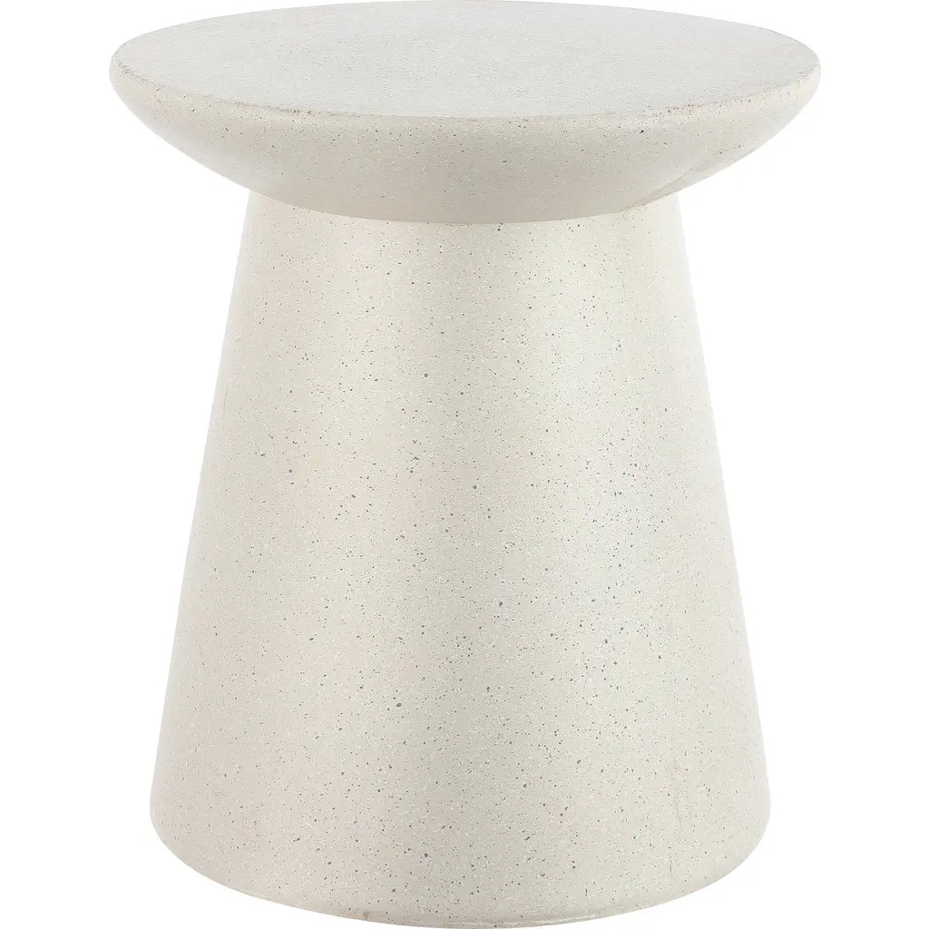 JONATHAN Y Hollie 18"" Minimalist Modern Drum Indoor/Outdoor Accent Table Pedestal in Cream Terrazzo at Nordstrom | Nordstrom