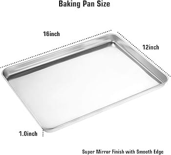 Wildone Baking Sheet Set of 2 - Stainless Steel Cookie Sheet Baking Pan, Size 16 x 12 x 1 inch, N... | Amazon (US)