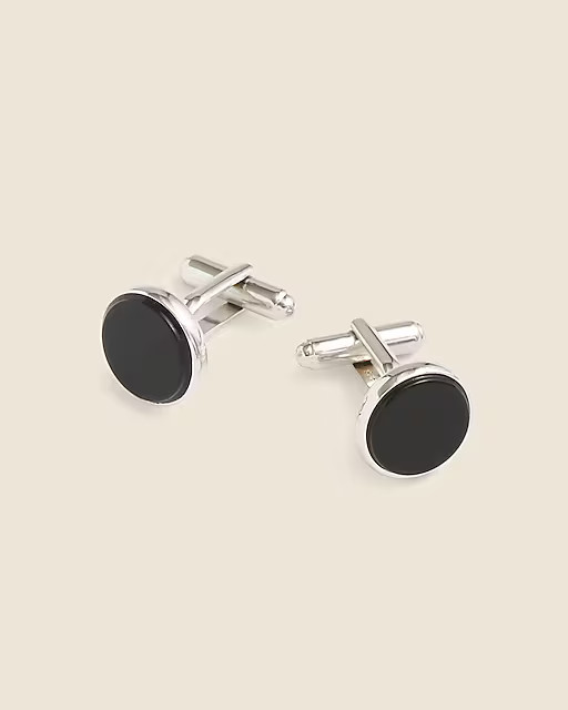 Black onyx sterling silver rounded cuff links | J. Crew US