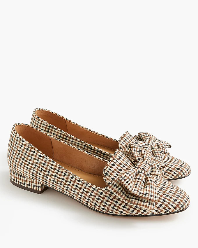 Gingham-bow low-heel loafers | J.Crew Factory