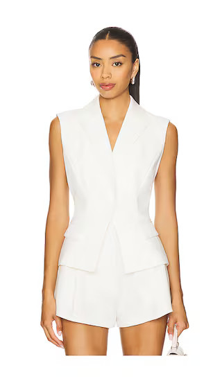 Jenna Sleeveless Blazer in White Vest Set White Vest Top Outfit Linen Vest Outfits Summer Revolve | Revolve Clothing (Global)