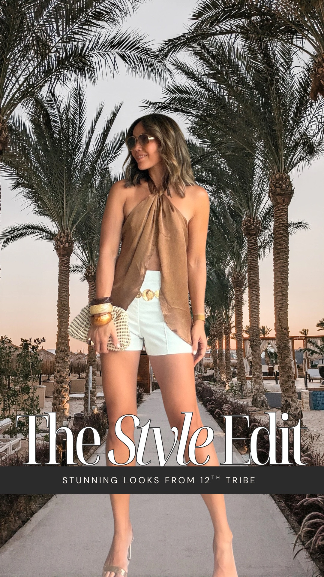 Already a June best-seller ✨👌

This @12th Tribe  satin halter top belongs somewhere between Ibiza, St. Tropez, and Mykonos. The bronze satin, white shorts, gold accessories, and neutral clutch are such a good combination for summer 😎✨🌴

#LTKgrwm #LTKootd #LTKSeasonal