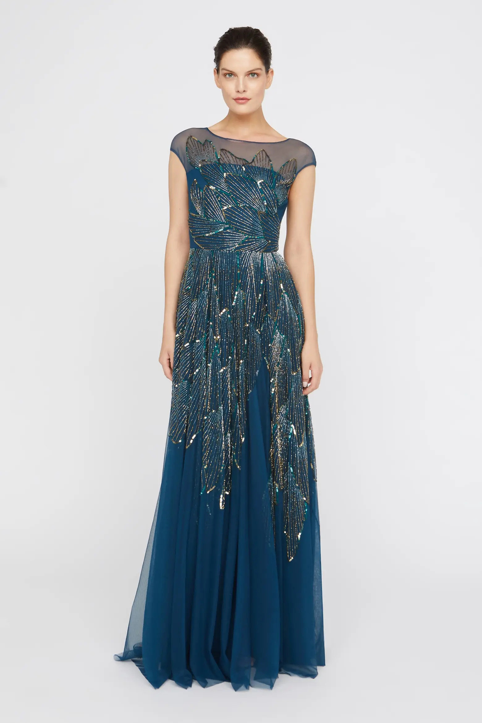 Ava Beaded Cap Sleeve Bateau Neck Sequin Gown (Women) | Nordstrom | Nordstrom