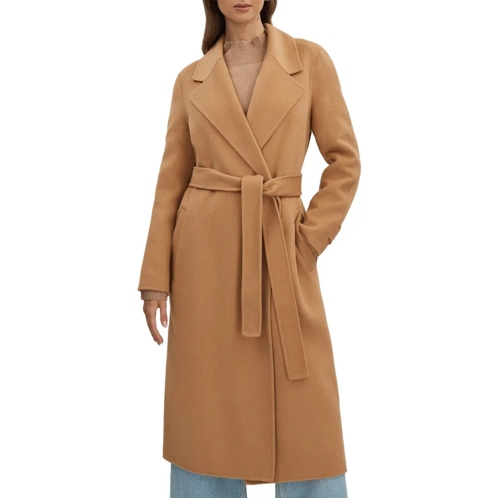 Reiss Emile Belted Wool Blend Coat in Camel at Nordstrom, Size 8 Us | Nordstrom