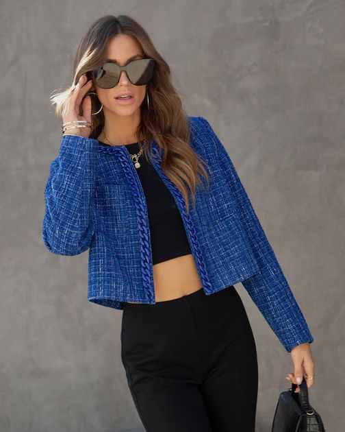 Be Bold Tweed Chain Blazer - Blue - FINAL SALE | VICI Collection