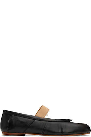 Maison Margiela - Black Tabi Elastic Band Ballerina Flats | SSENSE