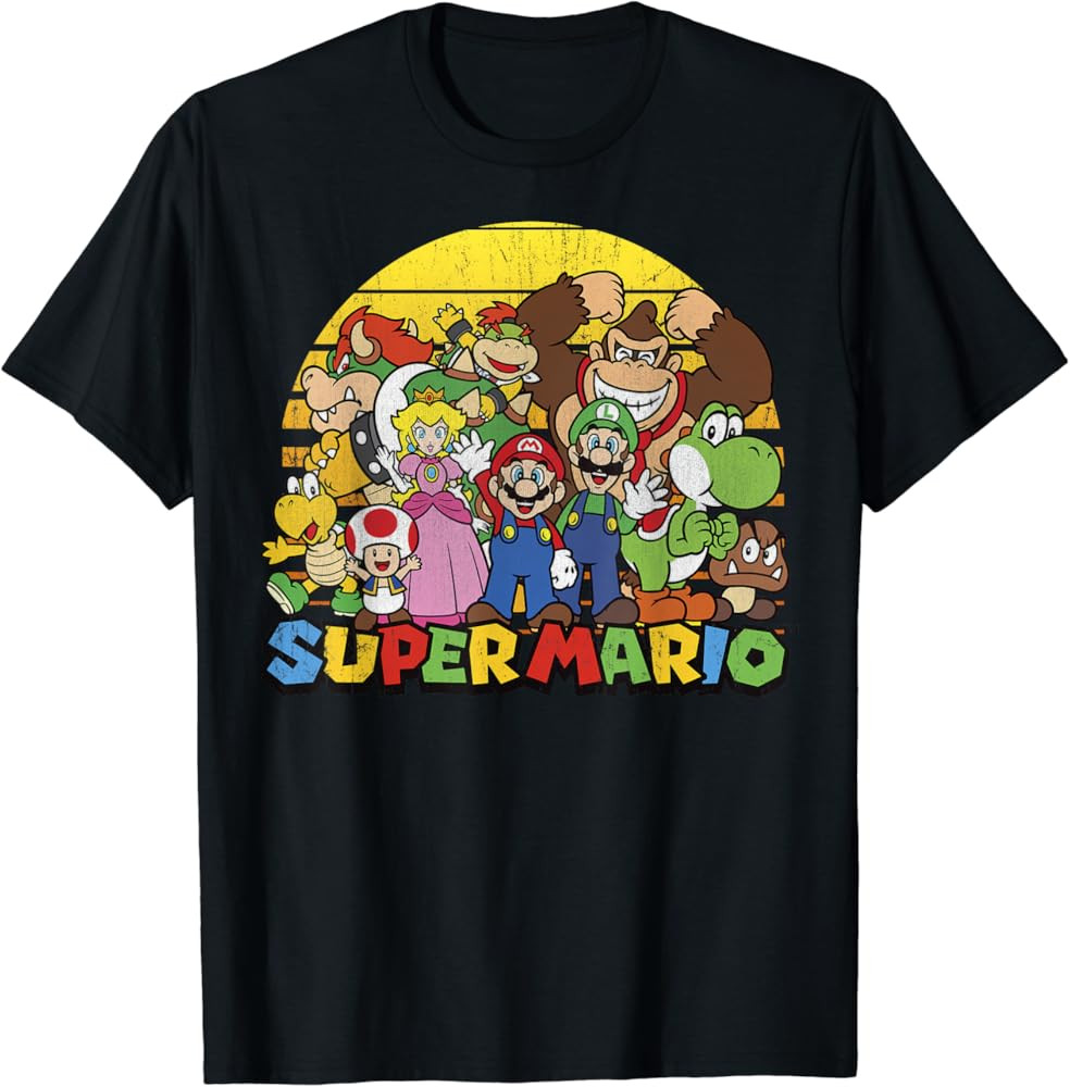 Nintendo Super Mario Group Portrait Vintage T-Shirt | Amazon (US)