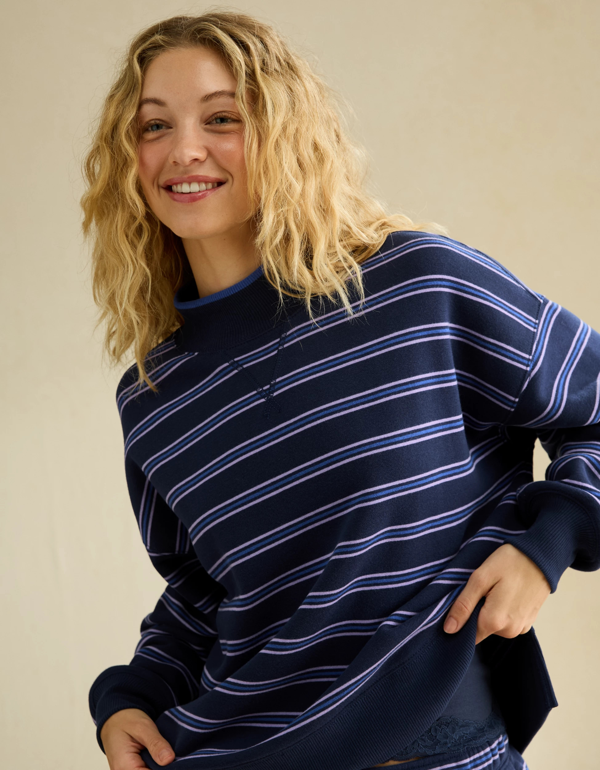 Member Love Deal New AE Everyday Luxe Mock Neck Sweatshirt | American Eagle Outfitters (US & CA)