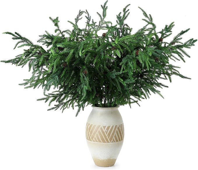Zeyune 6 Pcs Norfolk Pine Branch 36 Inches Christmas Pine Branches with Pine Cone Norfolk Pine St... | Amazon (US)