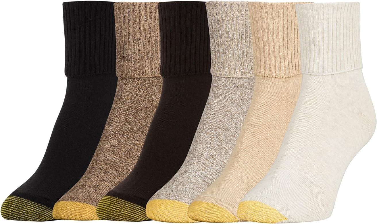 GOLDTOE Women's Classic Turn Cuff Socks, Multipairs | Amazon (US)