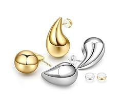 Gold Teardrop Earrings for Women - S925 Sterling Silver Earring Post Trendy Lightweight Waterdrop... | Amazon (US)