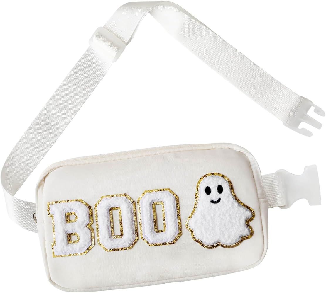 Halloween Crossbody Bag Ghost Purse Cute Spooky Gothic BOO Letter Belt Bag Packs Halloween Fanny ... | Amazon (US)