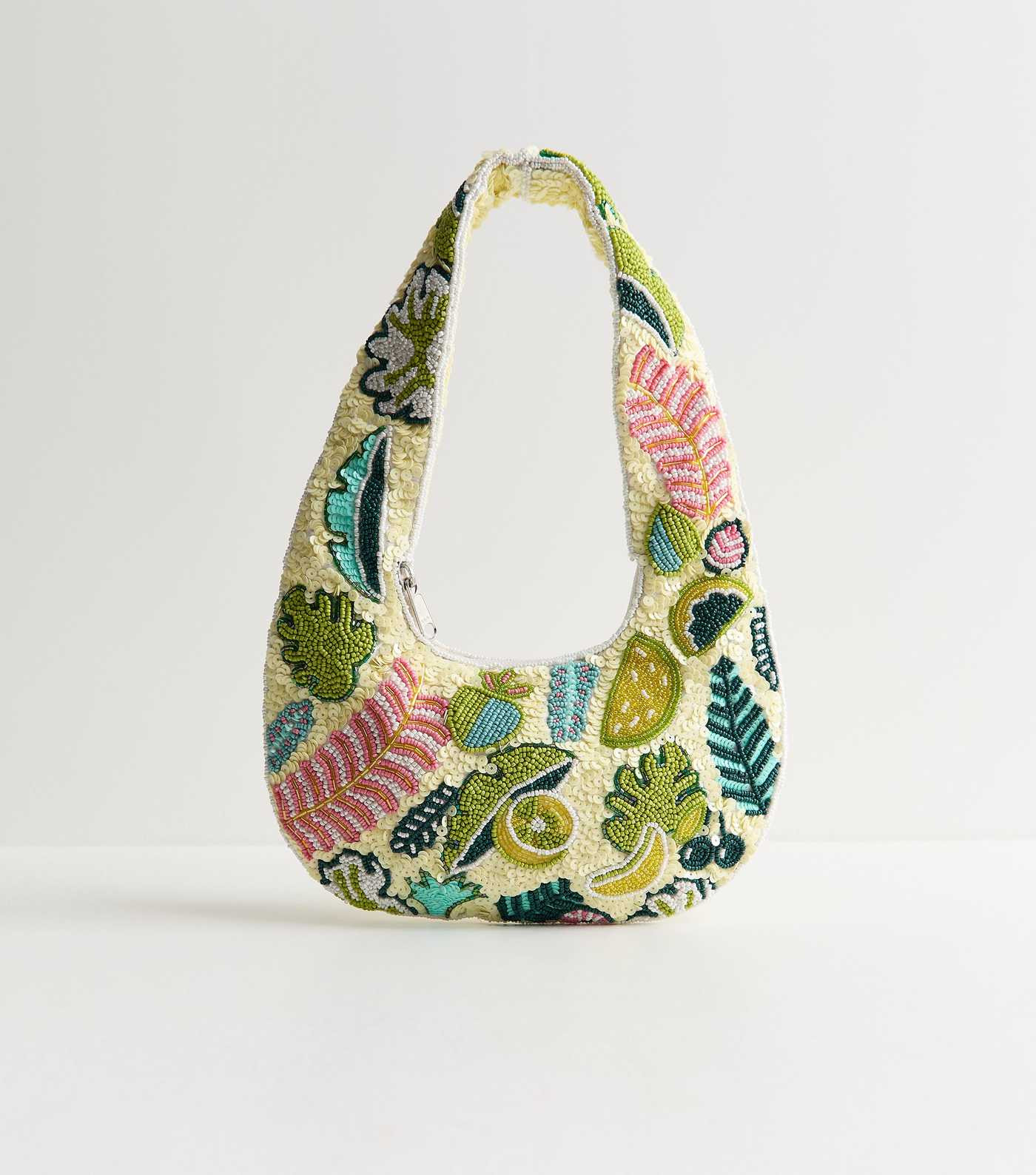 Green Tropical Beaded Shoulder Grab Bag | New Look | New Look (UK)