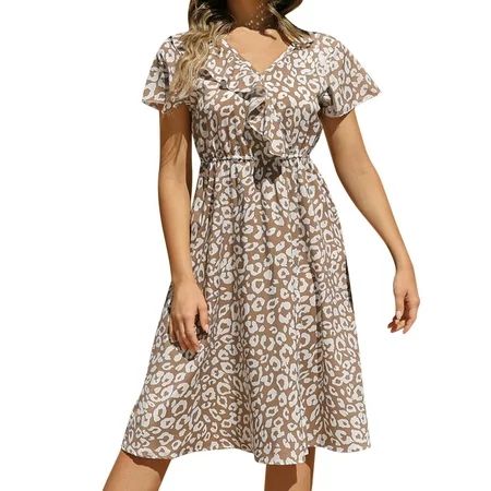 Pedort Summer Dresses Casual Tunic Top Swing T-Shirt Loose Dress Formal Dress for Wedding Guest Part | Walmart (US)