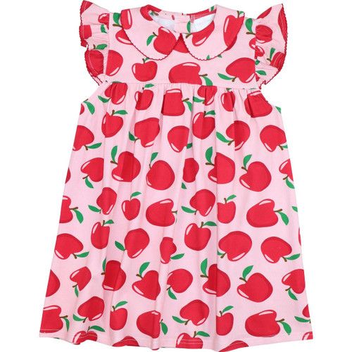 Pink Knit Apple Print Dress | Cecil and Lou