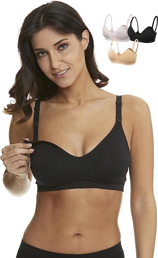 HOFISH 3 Pack Seamless Clip Down Deep V Neck Push Up Nursing Bra Maternity Bras 3PACK Inlcuding E... | Amazon (US)