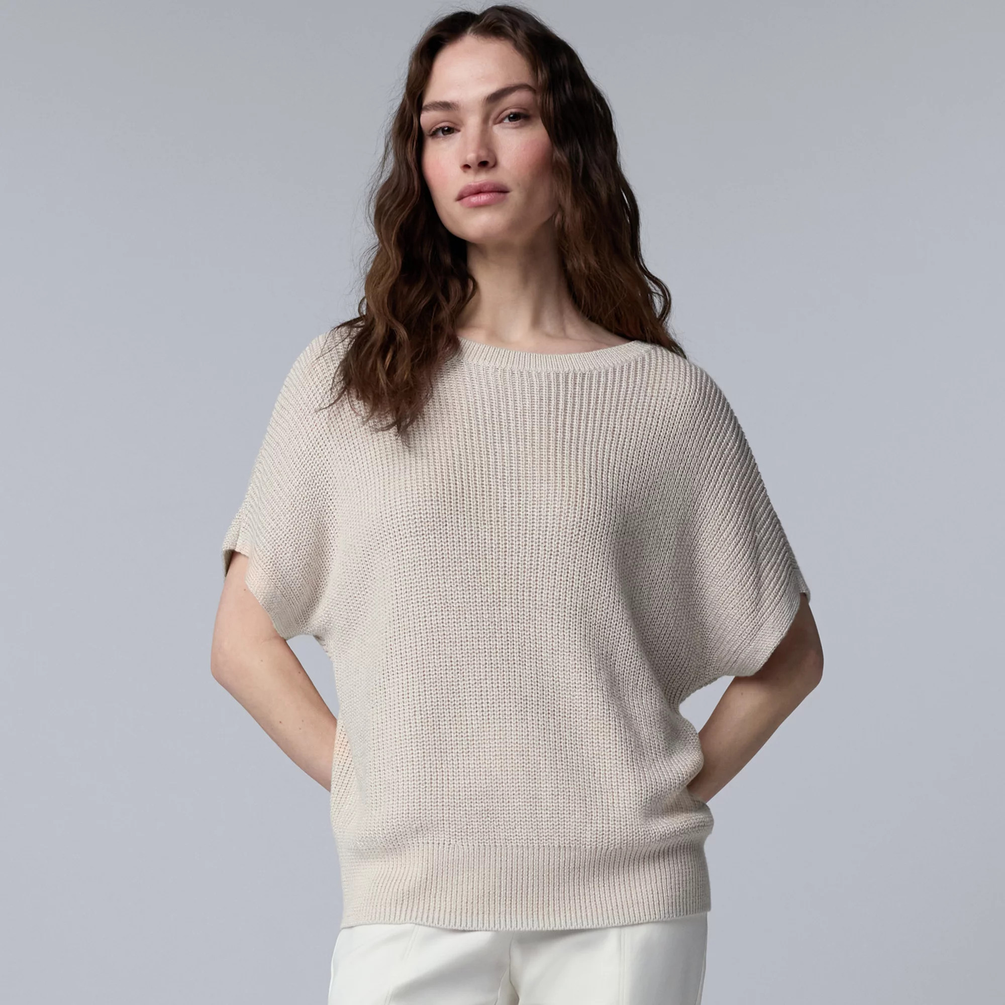 Women's Simply Vera Vera Wang Boatneck Short Sleeve Sweater Top | Kohl's