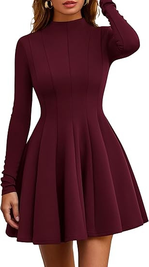 PRETTYGARDEN Fall Dresses for Women Elegant Classy 2025 Casual Long Sleeve Swing A Line Ruffle Sh... | Amazon (US)