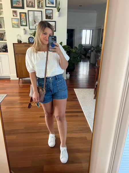 Love this summer top - and you can use code 20LAUREN for 20% off!
Shorts - true to size
Sneakers - I’m wearing Kiziks here but I linked similar!

#LTKFind #LTKunder100 #LTKsalealert