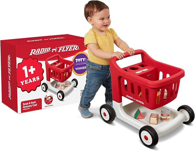 Radio Flyer Scan & Sort Shopping Cart, Red, for Kids 1+, Interactive Baby Walker with Lights & Ad... | Amazon (US)