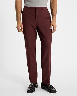 Classic Solid Burgundy Wool-Blend Modern Tech Suit Pant | Express