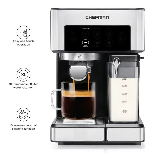 Chefman Barista Pro Espresso Machine, New, Stainless Steel, 1.8 Liters - Walmart.com | Walmart (US)