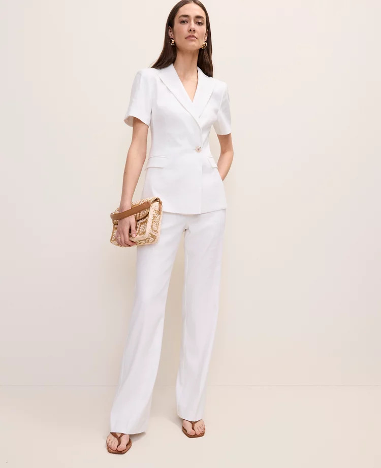 The High Rise Trouser in Linen Blend | Ann Taylor