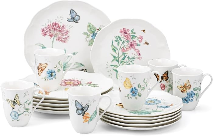 Lenox Butterfly Meadow Porcelain 18-Piece Dinnerware Set for 6 | Amazon (US)
