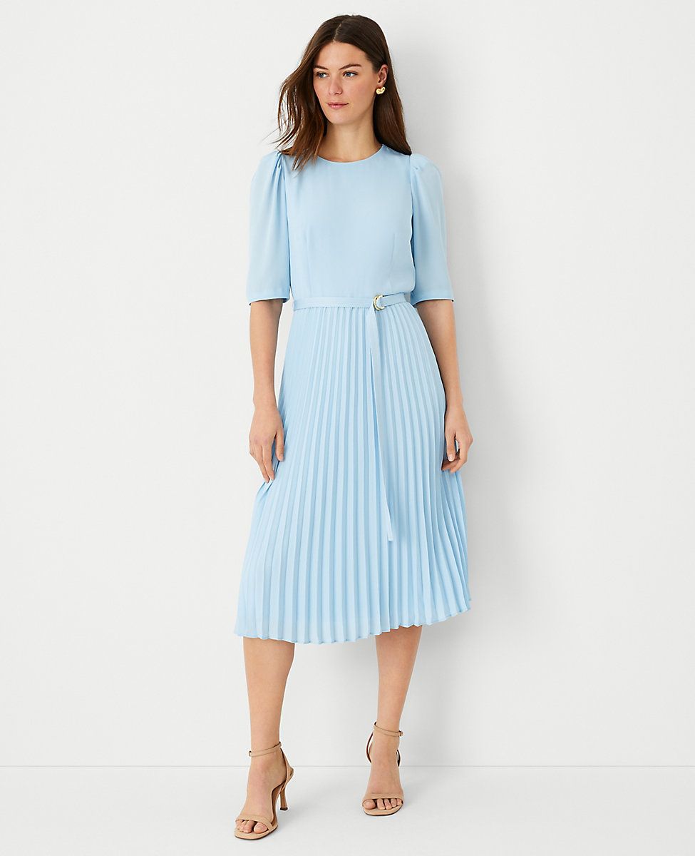 Belted Pleated Flare Dress | Ann Taylor (US)