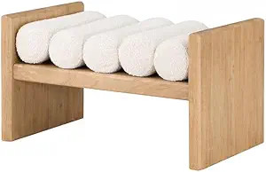 First of a Kind Modern bench with Solid Wood finish & cream boucle seat, Contemporary boucle Kitc... | Amazon (US)