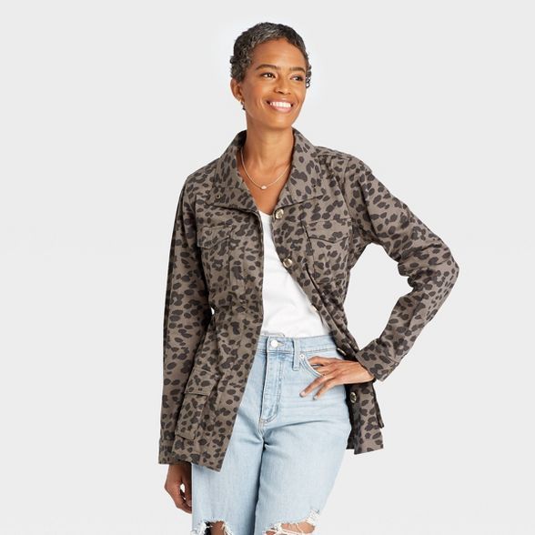 Women&#39;s Jacket - Knox Rose&#8482; Gray Leopard Print XS | Target