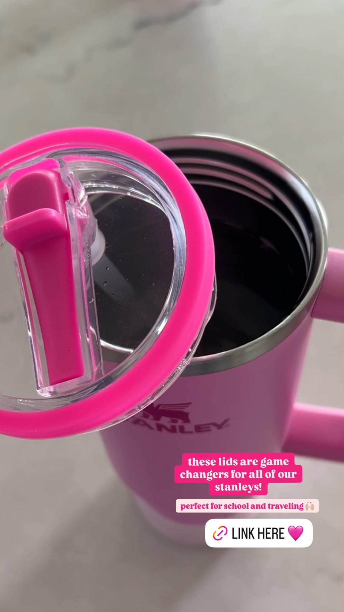 perfect for school and traveling 🙌🏼 these lids are game changers for all of our stanleys!