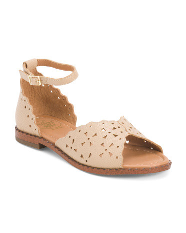 Made In Spain Leather Laser Cut Toe Cap Flat Sandals | Women's Shoes | Marshalls | Marshalls