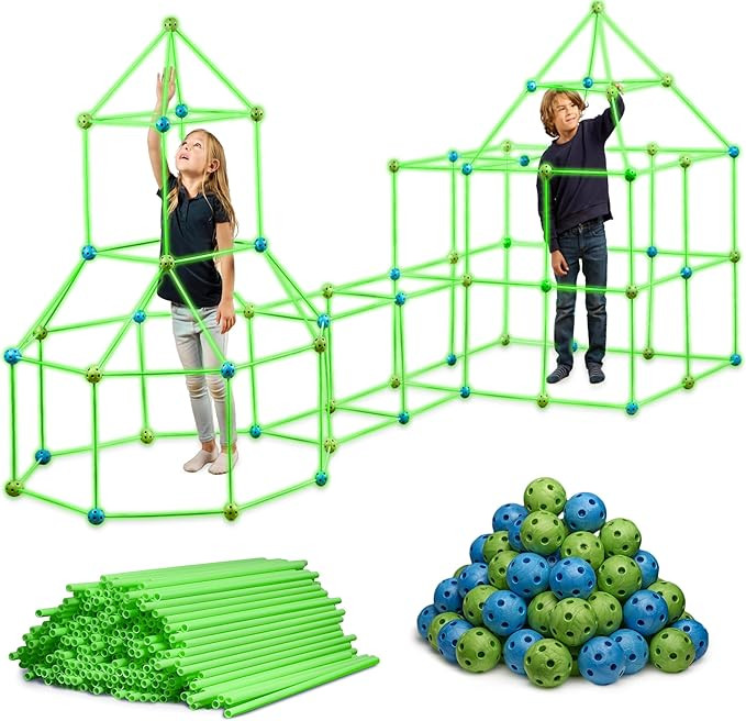 132 Piece Glow in The Dark Fort Building Kit - Indoor Play Engineering Set with Connecting Sticks... | Amazon (US)
