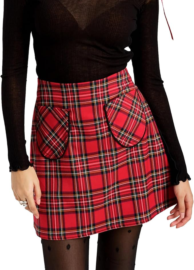 Women's Plaid Mini Pencil Skirt High Waist Bodycon Tartan Skirt Vintage Elegant Skirt | Amazon (US)
