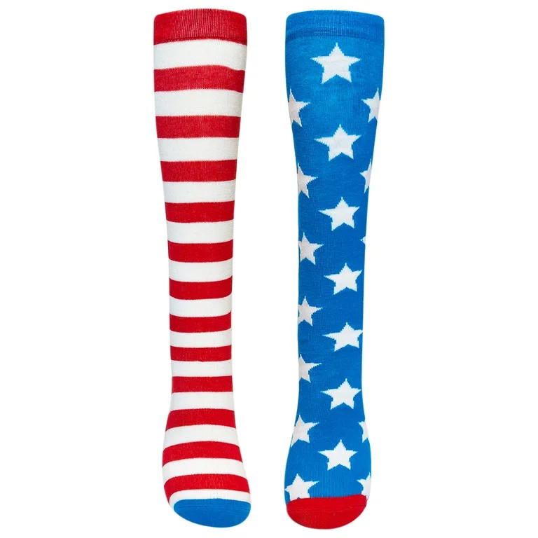 Stars and Stripes Knee Socks, Red/White/Blue, One Size, Patriotic by Way To Celebrate | Walmart (US)