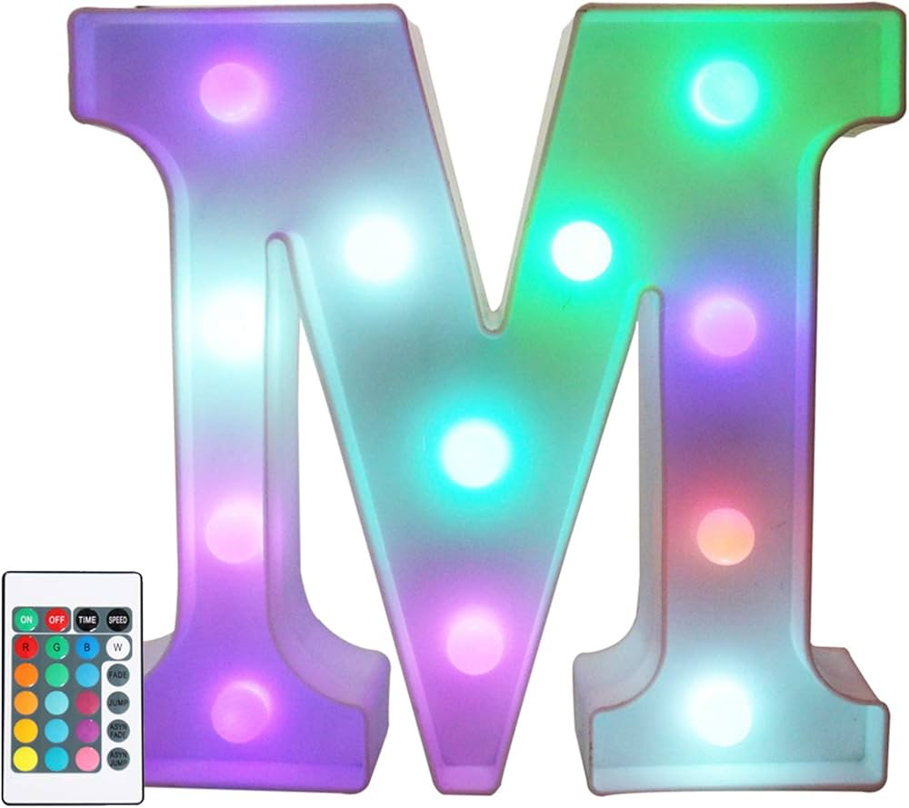 Pooqla Colorful LED Marquee Letter Lights with Remote – Party Bar Letters with Lights Decoratio... | Amazon (US)