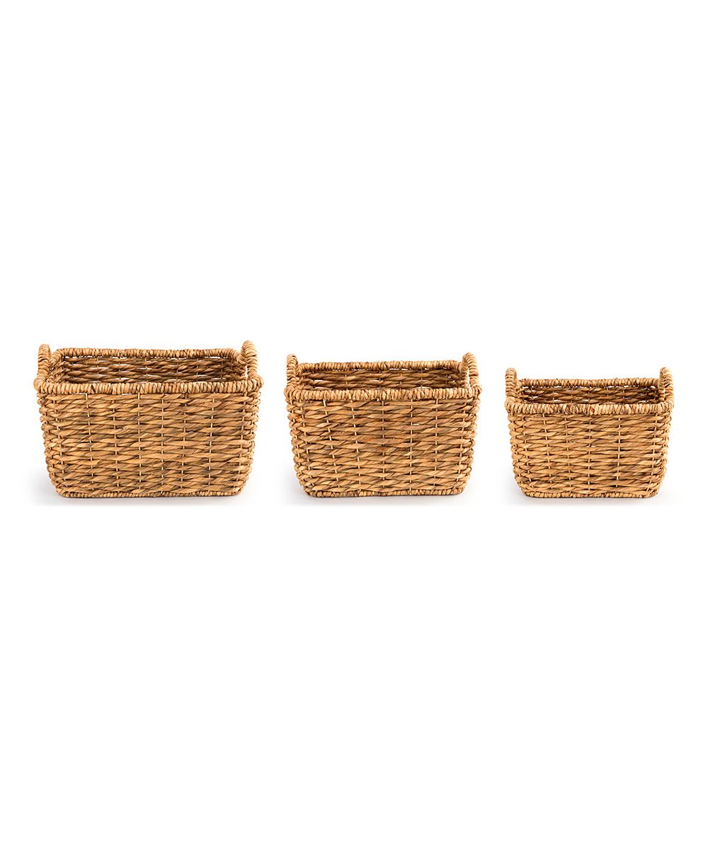 DEMDACO Baskets - Brown Braided Handle Basket - Set of Three | Zulily