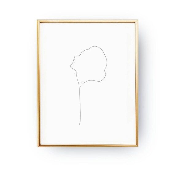 Woman With Head Raised, Minimalist Silhouette, Single Line, Simple Sketch, Line Drawing Print, Fe... | Etsy (US)