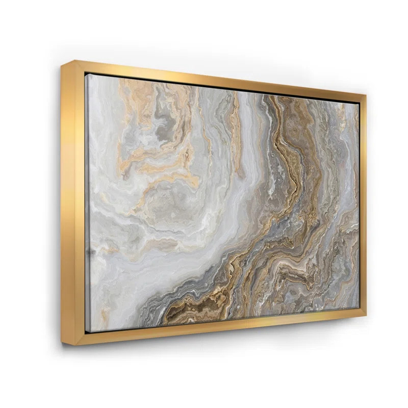 " White Marble With Curley Gray And Gold Veins " Painting Print | Wayfair North America