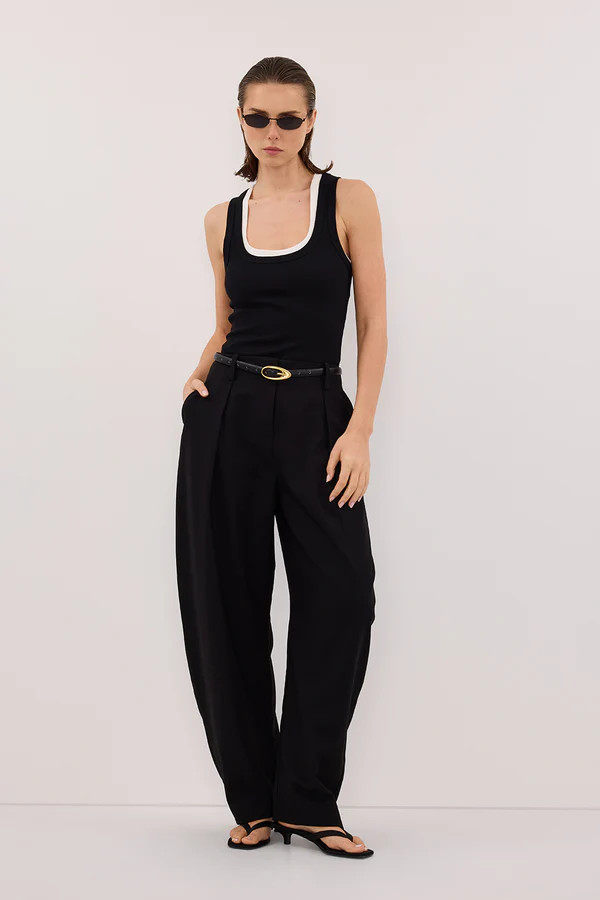 ROMY BLACK BARREL LEG TAILORED PANT | DISSH