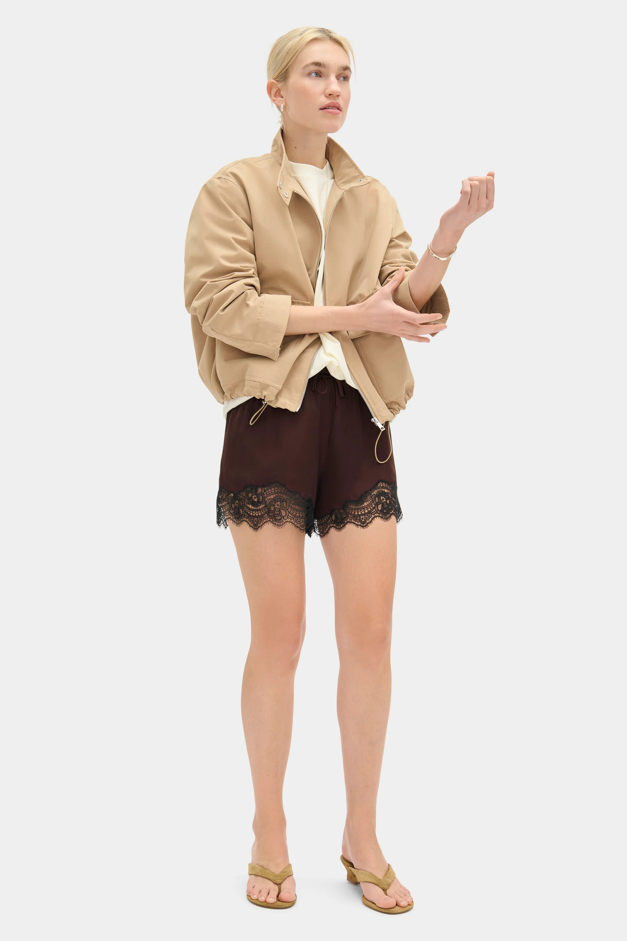 ALIGNE Lace Trim Shorts - Brown | Linette | ALIGNE UK & EU
