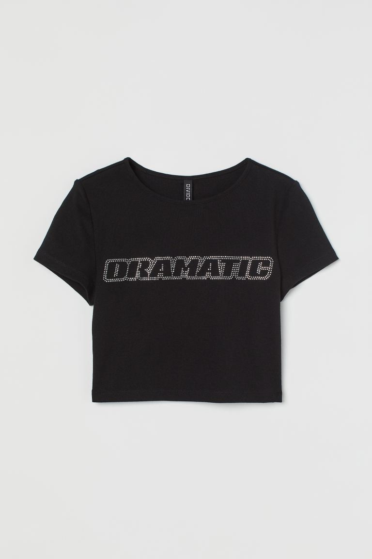 Crop Top - Black/Dramatic - Ladies | H&M US | H&M (US + CA)